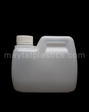 1 Litre Flat Bottle with Carved Handle, HDPE
